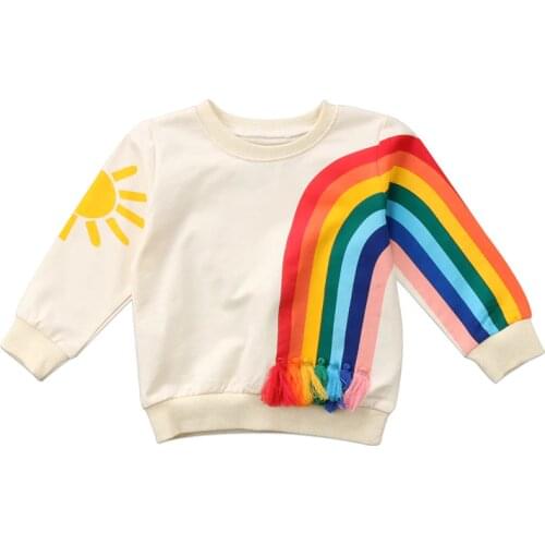 Rainbow Hoodies Baby girl tassel Pullover Hoodies Children Boy Long Sleeve Cotton Sweatshirts Casual Hoodies kids hoodies