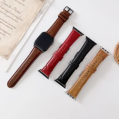 Handmade Crazy Cowhide Watchband For Apple Watch Band Series SE/6/5/4/3/2/1 42mm 38mm Leather Strap for iWatch 44mm 40mm