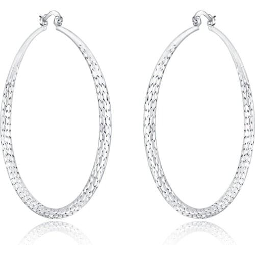 925 sterling silver big circle ocean wave texture ear hoop earrings ladies fashion exquisite street shot high quality jewelry