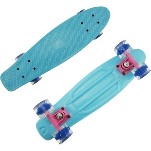 Skateboard four-wheel LED Flashing Mini Cruiser scooter board Plastic Longboard Banana Fishboard Street Outdoor Sports Promotion