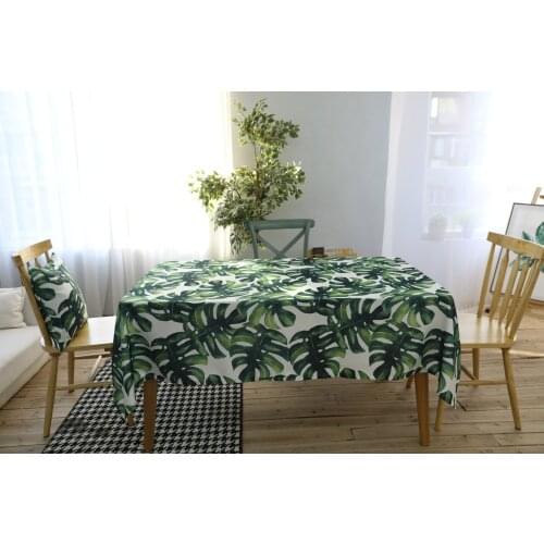 Pastoral Style Table Cloth Rectangular Home Kitchen Party Tablecloth Tropical Plants Print Table Cover Linen Oilproof Decorative