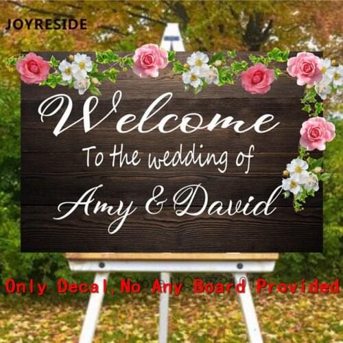 Wedding Welcome Wall Sticker Custom Names Couple Name Wall Decals Wedding Love Decoration Romantic Sign Board Decals Mural M217