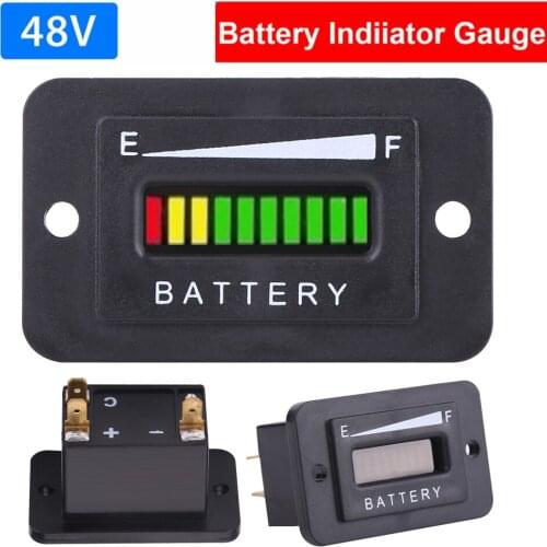 48V Lead-Acid Battery Indicator Meter Gauge LED Indicator Meter for Club Car Yamaha Golf Car Truck RV Motor Voltmeter Voltage