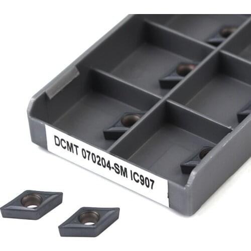 10pcs Carbide Insert DCMT070204 DCMT070208 SM IC907 IC908 CNC Lathe External Turning Tools DCMT 070204 Blade Machine Cutter Tool