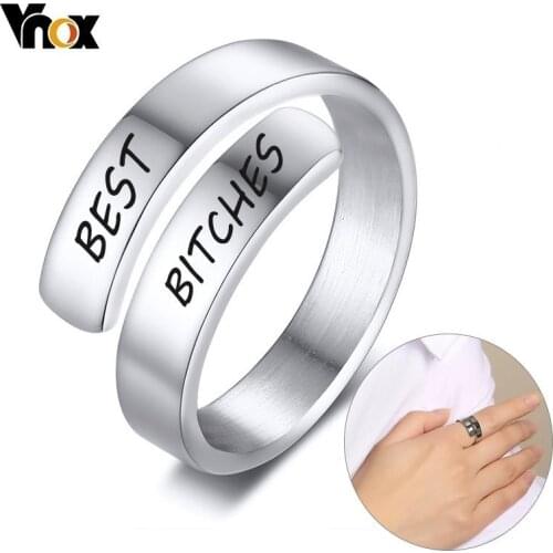 Vnox Personalized Spiral Twist Wrap Ring for Women Never Fade Stainless Steel Engraved Names Open Bands BFF Gift for Her