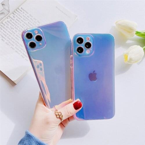 Luxury Laser Rainbow Transparent lens Camera Protective soft Phone Case For iPhone 12 11 Pro MiNi X XS Max XR 6S 7 8 Plus cover
