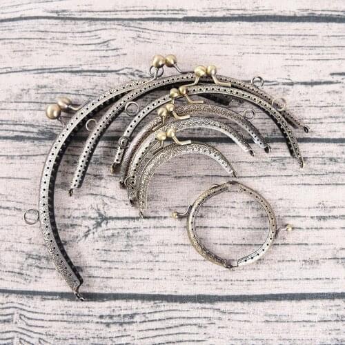 New Arrival ring kiss clasp Handle for Bag DIY Antique Brass Metal Purse Frame Craft bag making Wallet Clip7Sizes