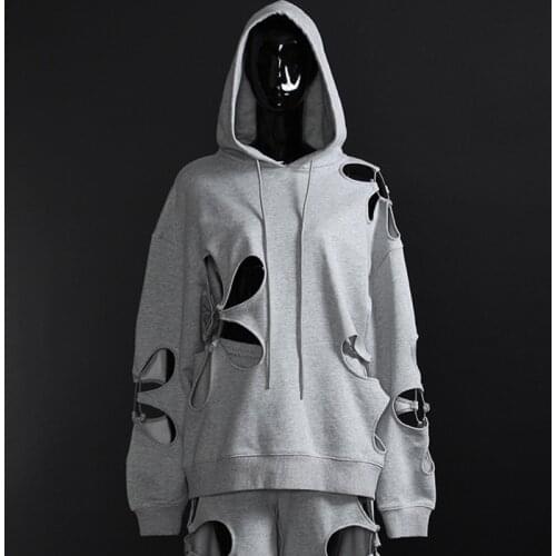 Women Hollow Out Loose Hoodies Sweatshirt Spring Autumn Hoodie Sweat Tracksuit High Street
