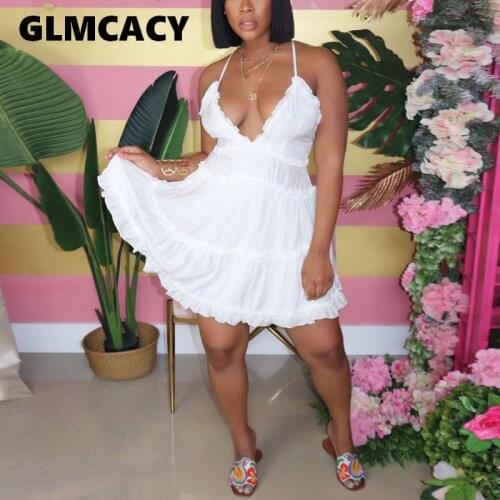 Women Spaghetti Strap Solid Skater Dress Sleeveless Backless Sweet Summer Boho Beach Dress Elegant Evening Vestidos