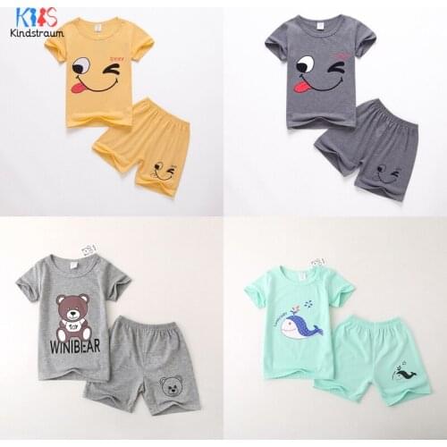 2020 clothing sets summer baby clothes for boys /girls cotton Cartoon Print baby sets 3-6T baby child clothes 2PCS DC229