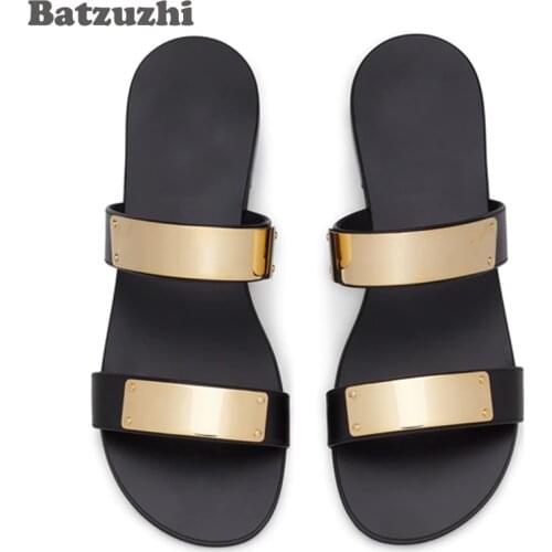 2020 Fashion Mens Shoes Summer Black Genuine Leather Sandal Shoes Men Summer Sandalias Mujer Gladiator, Big Sizes EU38-46
