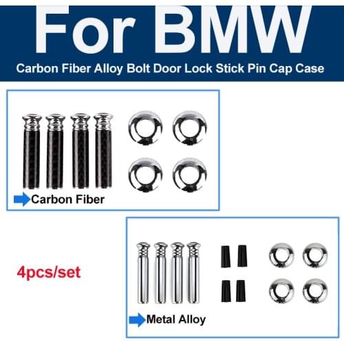 4PCS/set Carbon Fiber Alloy Bolt Door Lock Stick Pin Cap Case for BMW E92 X5 E70 E90 F30 E93 F31 X1 X3 F15 X6 blue white