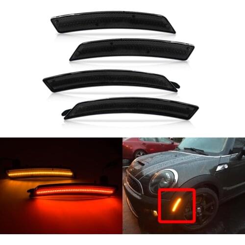 4x Smoked Front Amber Rear Red Led Fender Side Marker Lights For Mini Cooper R56 R57 Coupe R58 Roadster R59 R60 R61 Clubman R55