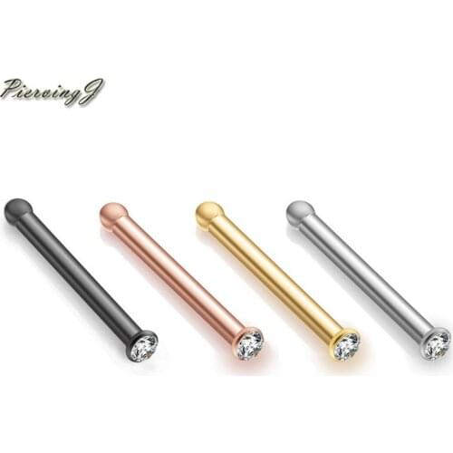PiercingJ Popular 4pcs Mixed colors Unisex Stainless Steel Nose Ring with Zircon Nose Piercing Jewelry