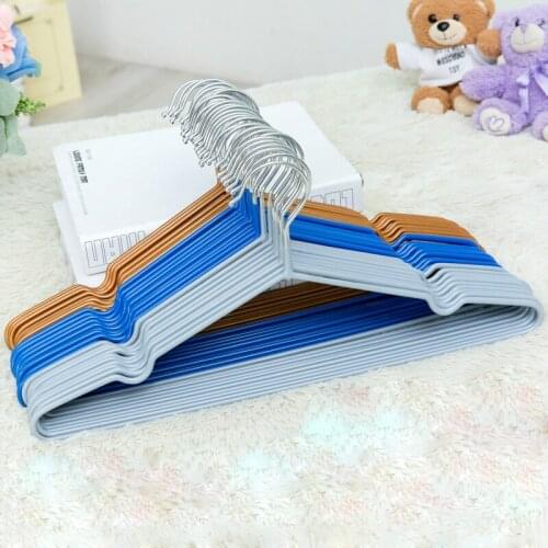40cm 10 pcs/lot Overstriking PVC Coated Traceless Clothes Hangers Skid-rersistance Plastic Coat Rack with Metal Covered