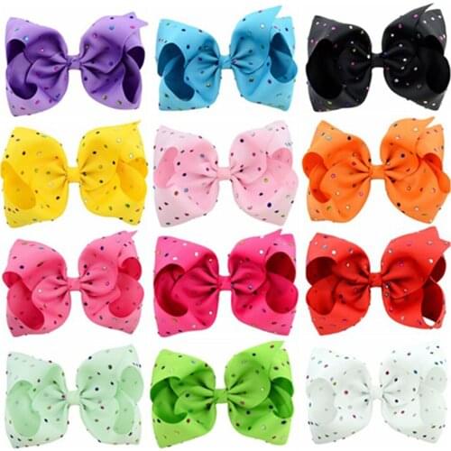 Handmade Childrens Bow Clip 8-inch Color Diamond Bubble Girl Hair Decoration Wholesale 5pcs/lot
