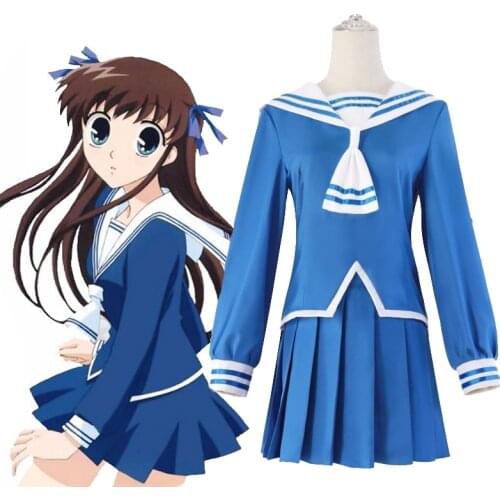 Anime Fruits Basket Tohru Honda Cosplay Costume Wigs Summer School Uniform Japanese JK Sailor Dress Girl Halloween Carnival Suit