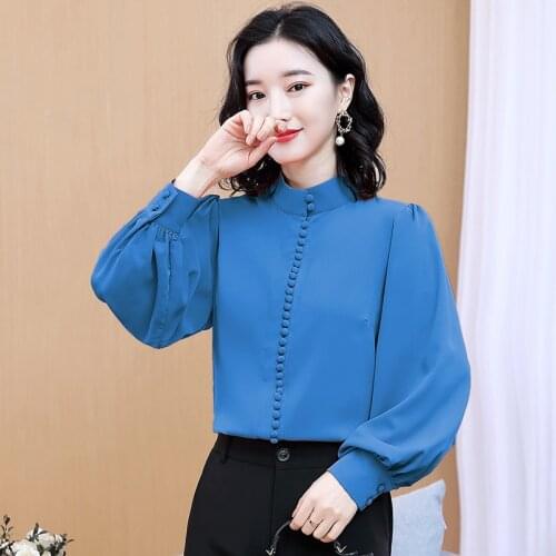 DROWYD Spring Summer Women Plus Size 3XL Blouses Long Lantern Sleeve Single Breasted Button Up Casual Blouses Blusas Shirts 2021
