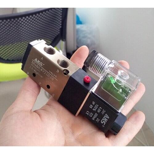 AKS brand 3 Years Quality Warranty ! 4V210-08 5 Way 2 Position Pneumatic Solenoid Valve 1/4" 12V 24V 110V 220V