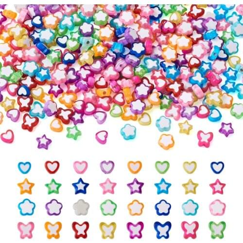 1 Set Opaque Acrylic Beads Heart Mixed Color DIY Decoration Beads for Jewelry Making Necklace Bracelet Accessories Hole: 1.8mm