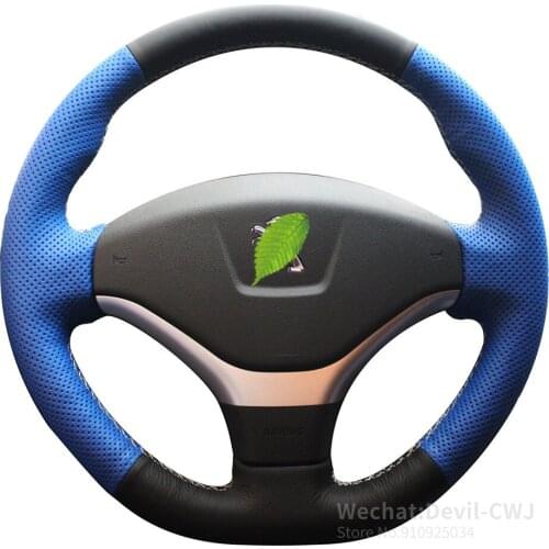 Steering wheel cover for Peugeot 3008 2008 2014 model 408 high-quality hand-stitched suede handle cover high-end car accessories