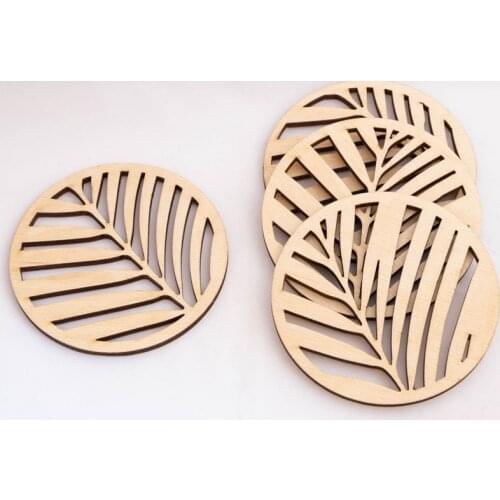 Wood Thermal Insulation Antiskid Palm leaf Coaster Home Decorations Tea Table Pads,housewarming gift