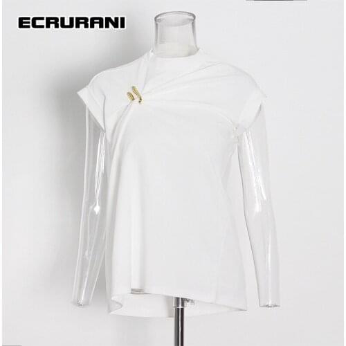 ECRURANI White Patchwork Casual Vests For Women O Neck Sleeveless Solid Pleated Tank Female Fashion Clothes 2021 Summer New Tide