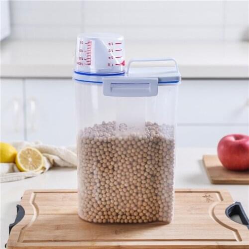 2KG sealed storage box, moisture-proof measuring cup, miscellaneous grains, cat and dog food storage tank, washing powder box