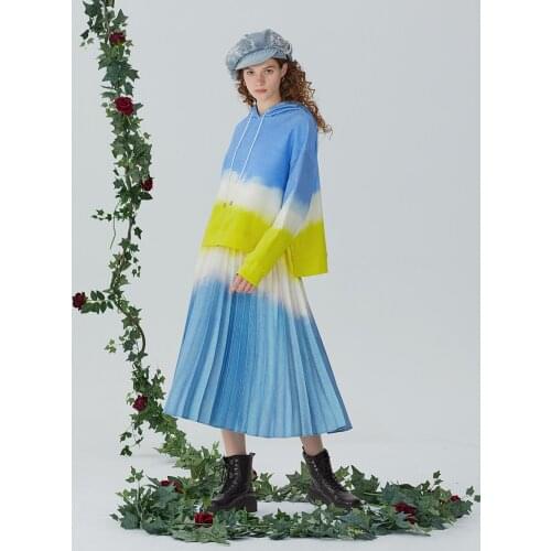 IRINACH357 Spring Summer 2021 Original Design New Arrivals Pleated Skirt Printed Hoodie Set Women