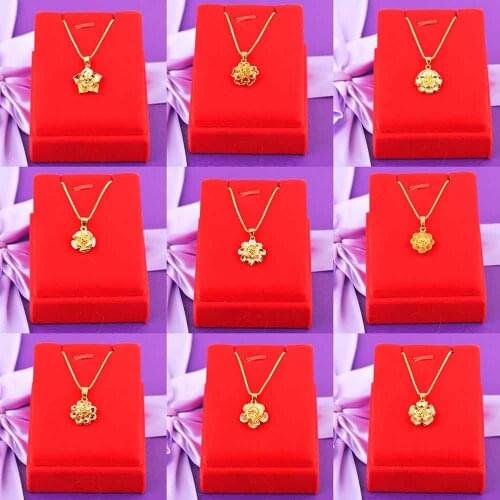 Korean Fashion 24K Gold Jewelry Charms luxury Designer Pendant Necklaces for Womens Wedding Engegement Clavicle Choker Jewelry