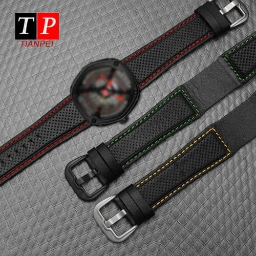 Simplicity leather watch band for Dietrich OTC-AO1 OT-3 waterproof 24mm watch strap black watch bracelet Cowhide wristwatches