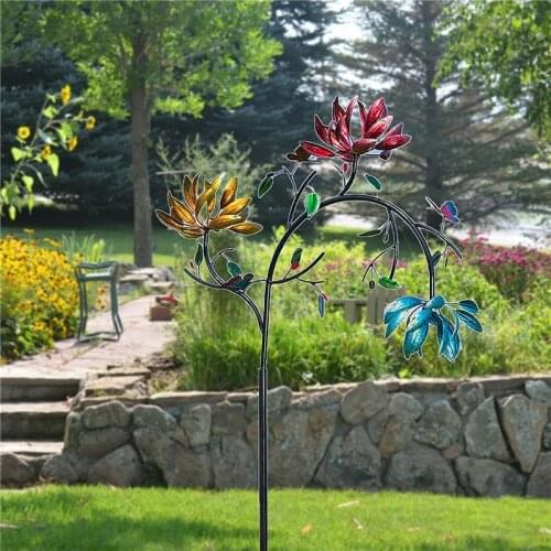 Home Garden Windmill Flower Shaped Metal Artware Decorative Tools Decorations for Courtyard Park