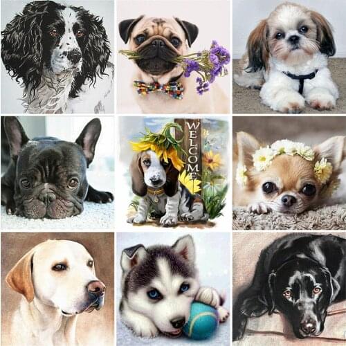 MomoArt Diamond Embroidery Dog Mosaic Art 5D DIY Diamond Painting Animal Full Square Round Drill Craft Kit Home Decor Gift