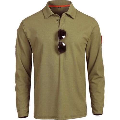 Male Outdoor Climbing Hiking Physical Training Breathable Combat Tactical Shirt Spring Autumn Mens Lapel Long Sleeve Shirt Tops