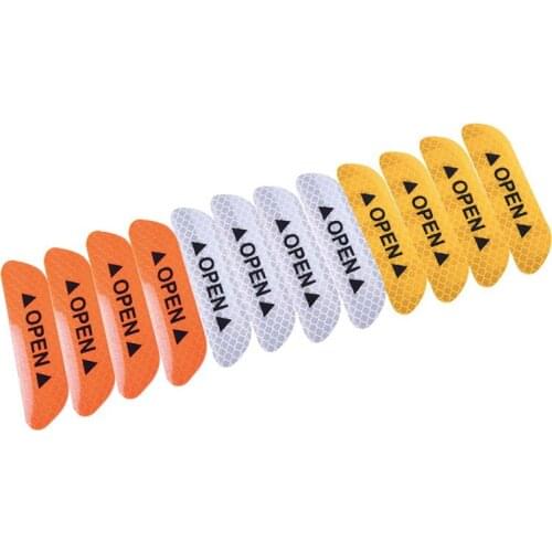 Car Door Stickers Car OPEN Reflective 4Pcs/Set Tape Warning Mark Reflective Open Notice Bicycle Accessories Exterior