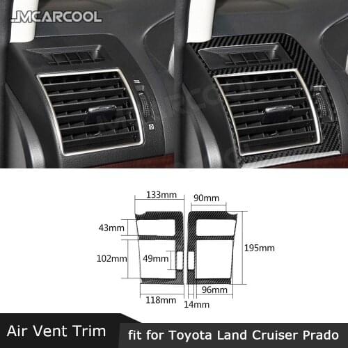Carbon Fiber Car Dashboard Side Air Conditioner Outlet Vent Trim Frame Cover Stickers For Toyota Land Cruiser Prado 2010-2018