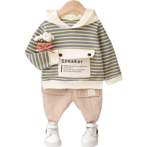 New Spring Autumn Baby Boys Girls Clothes Children Cotton Hooded T-Shirt Pants 2Pcs/Sets Toddler Sports Clothing Kids Tracksuits