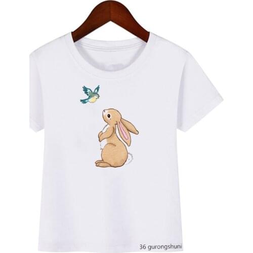 New arrival boys t-shirt funny rabbit and bird cartoon print children’s clothing summer casual girls t shirts tops dropshipping