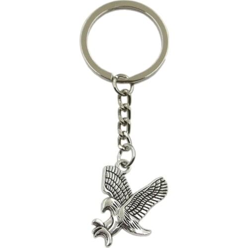 New Fashion Men High Quality Car Keychain DIY Metal Holder Chain Silver Color Hawk Eagle Hunting Pendant For Gift