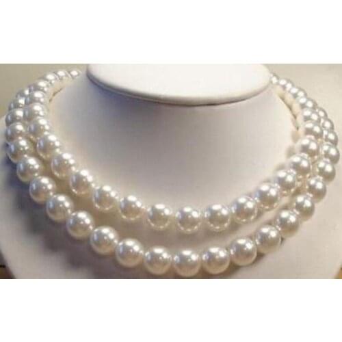 Charming!8mm White Sea Shell Pearl Necklace Rope Chain Beads Jewelry Making Natural Stone 35inch