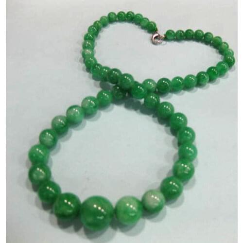 Charming 6-14mm green natural jade necklace