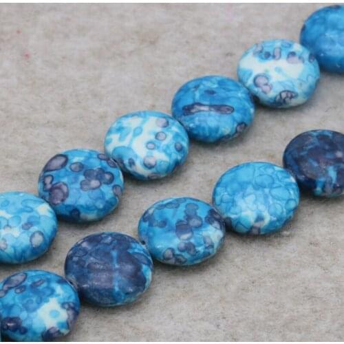 Charming!Coin shape Riverstones round loose beads 16mm DIY 15 inches color options Suitable jewelry making bracelets necklace