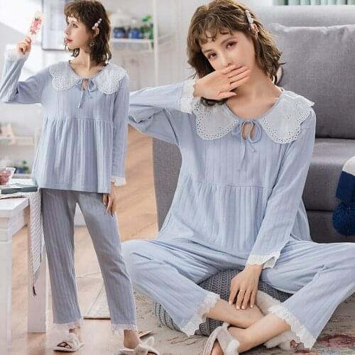 Japanese Korean Princess Style Maternity Nursing Sleepwear Sweet Feeding Nightwear for Pregnant Women Pregnancy Pajamas Lounge