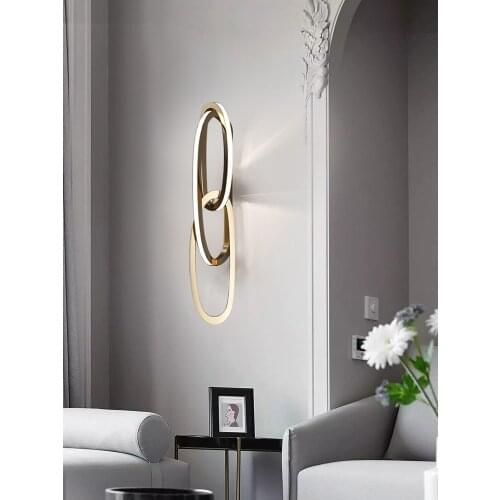 European and American lamps sofa background minimalist geometric wall lamp living room light luxury stainless steel designer led