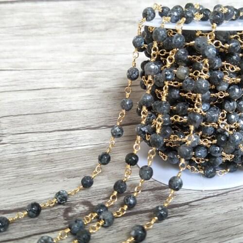 Handcrafted Gold Color Wire Wrapped Chains jewelry Finding,Natural Agat e stone Beaded Chains,DIY necklace jewelry making LZ42