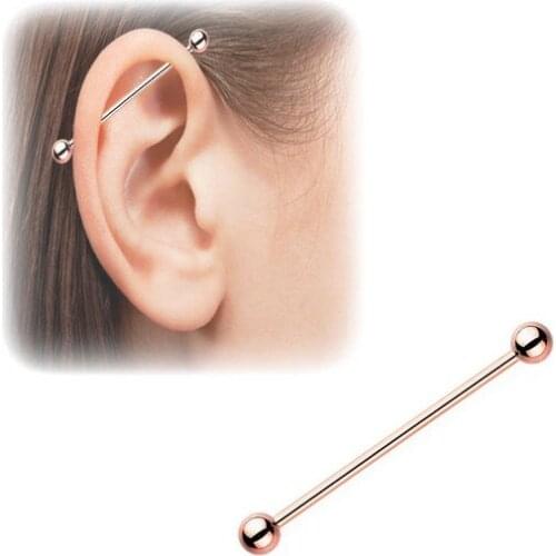 Lot50pcs Rose Gold 16G~1.2mmx40mmx6/6mm Surgical Steel Industrial Ear Scaffold Barbells Body Jewelry Ear Piercing Earring