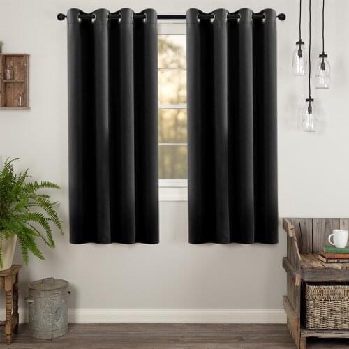 CDIY Blackout Short Curtains for Bedroom Kitchen Living Room Window Treatments Small Curtains Solid Color Home Decoration Drapes