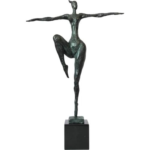 Abstract Woman Dance Statue Figurine Copper Green Modern Female Dancer Sculpture Vintage Art High-end Home Decor