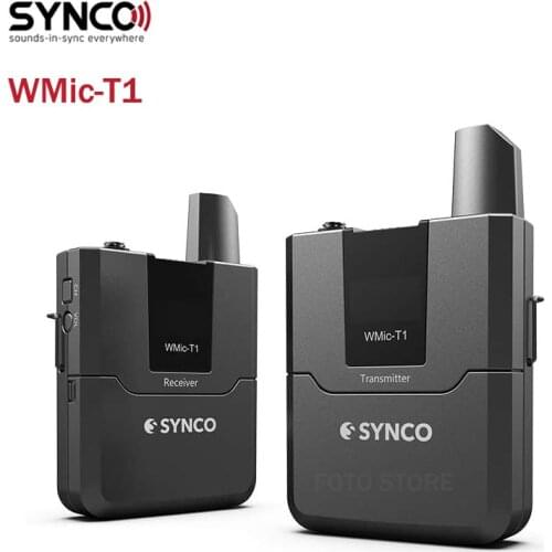 SYNCO WMic-T1 Wireless Lavalier Microphone System 16 Channel wireless Lapel Video Mic for Camera and Smartphones