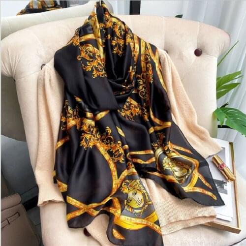 2021 Spring Autumn Soft Silk Scarf Women Luxury Long Shawl Foulard Femme Designer Belt Print Wraps Brand Bufanda Mujer Plus Size
